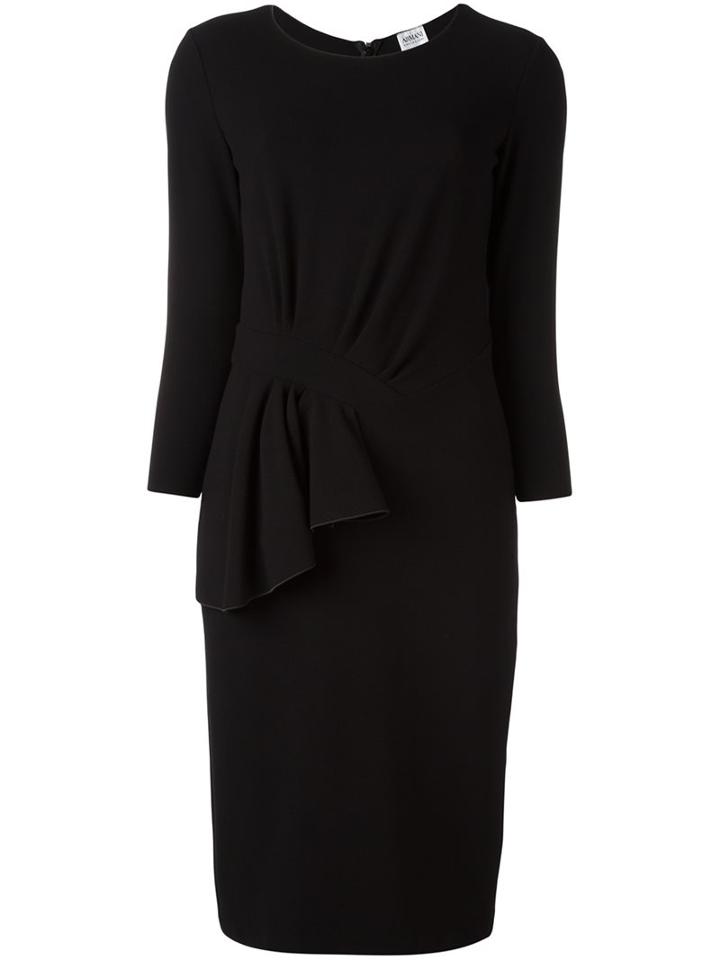 Armani Collezioni Gathered Detail Dress, Women's, Size: 46, Black, Polyamide/spandex/elastane/viscose