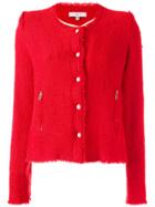 Iro Zip Pocket Tweed Jacket - Red