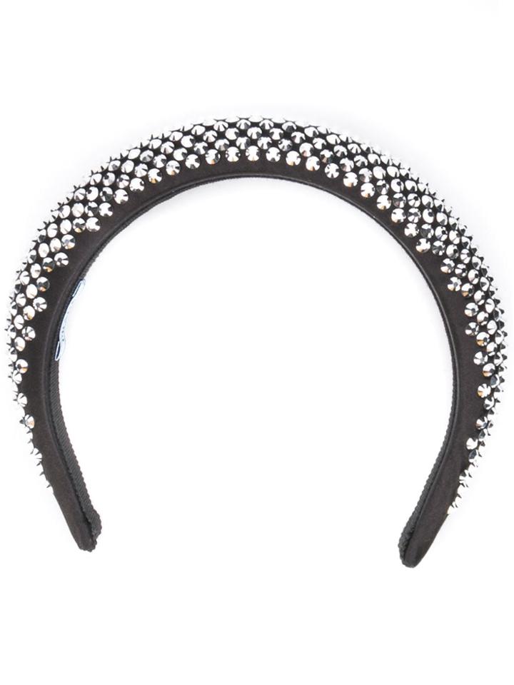 Prada Rhinestone Embellished Hairband - Black
