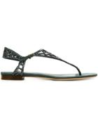 Sergio Rossi Cut-out Embellished Flat Sandals