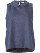 Société Anonyme Peter Pan Collar Sleeveless Top, Women's, Size: 2, Blue, Polyester/wool