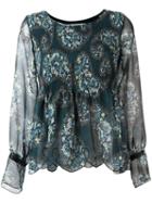 See By Chloé Paisley Print Scalloped Blouse, Women's, Size: 38, Green, Cotton/polyester