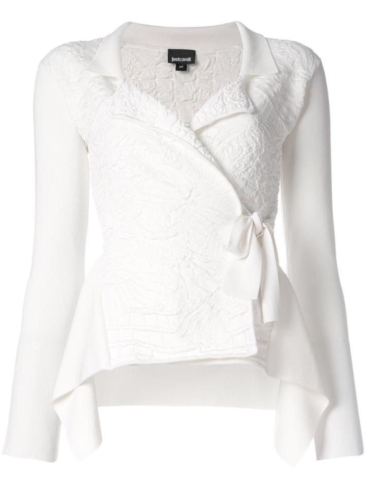 Just Cavalli Belted Knit Jacket - White