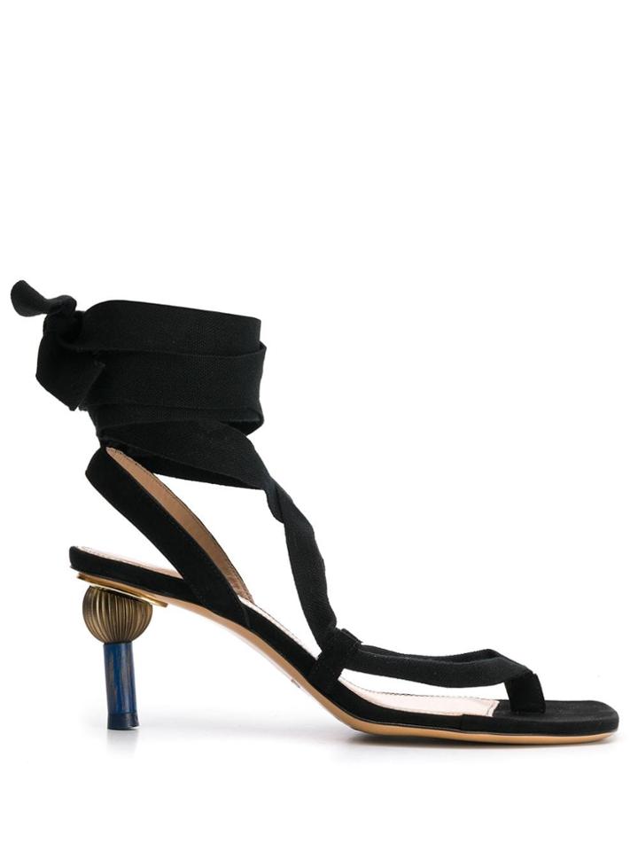 Jacquemus Wraparound Strap Sandals - Black