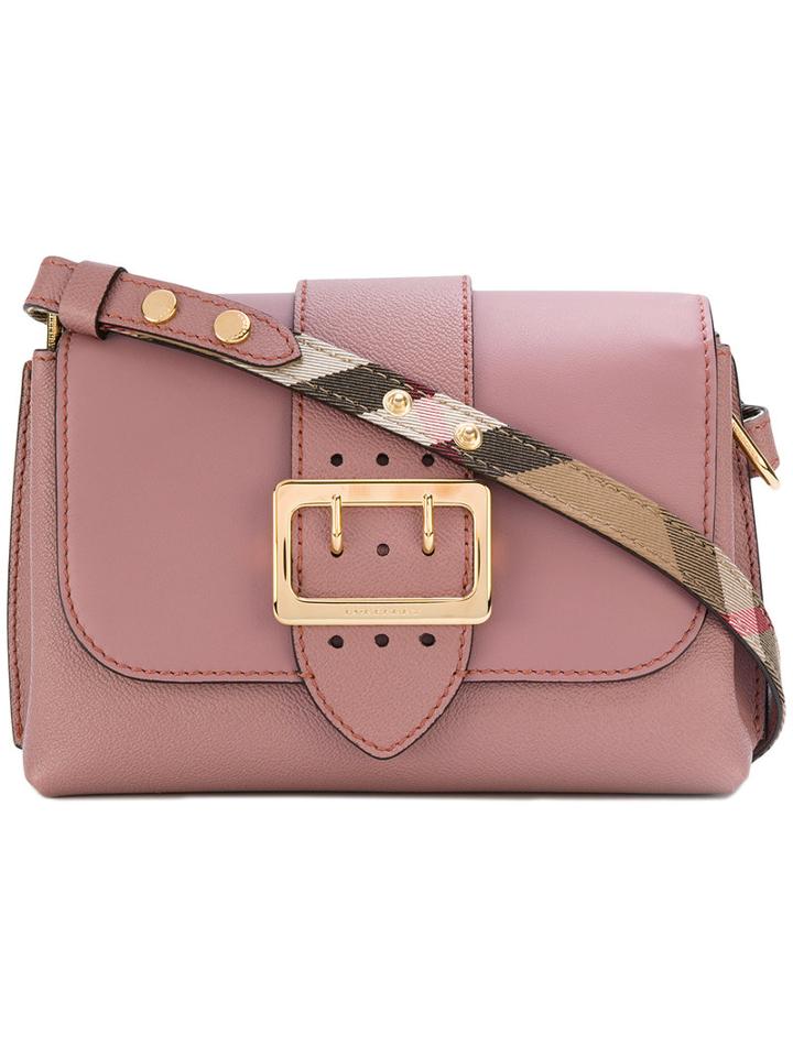 Burberry - Buckled Shoulder Bag - Women - Cotton/calf Leather - One Size, Pink/purple, Cotton/calf Leather