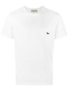 Maison Kitsuné Logo Embroidered T-shirt, Men's, Size: Large, White, Cotton