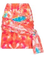 All Things Mochi Mabel Tie-dye Cotton Wrap Skirt - Blue/orange
