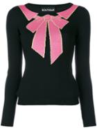 Boutique Moschino - Bow Embroidered Sweater - Women - Polyamide/polyester/acetate/virgin Wool - 38, Black, Polyamide/polyester/acetate/virgin Wool