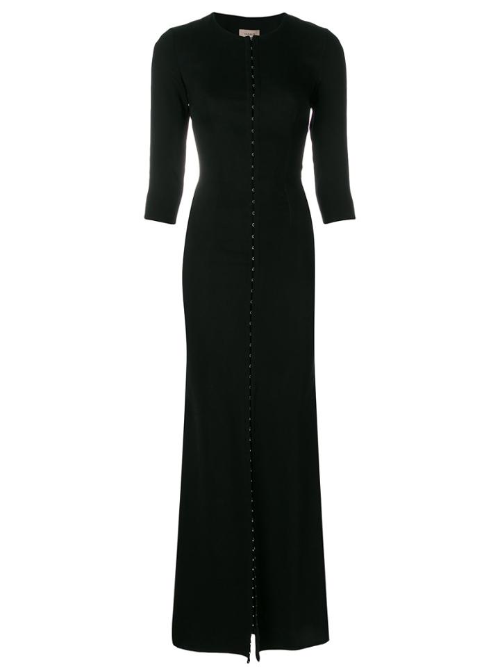 Murmur Hook Front Fitted Maxi Dress - Black