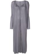 Pleats Please By Issey Miyake Open Front Long Length Coat - Grey
