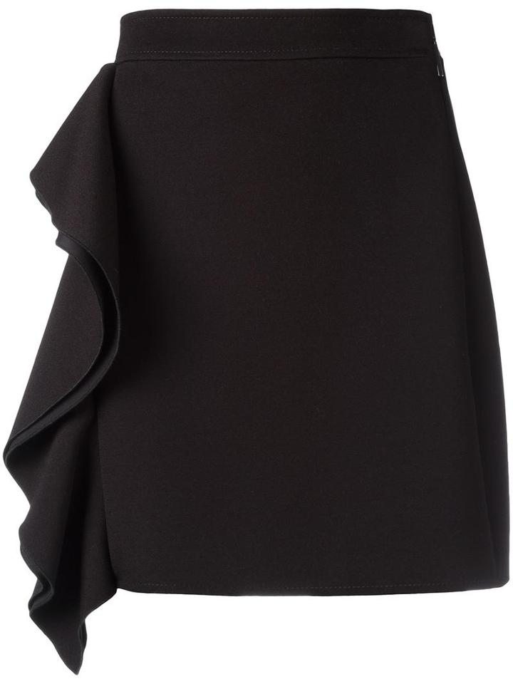 Msgm Ruffled Detail Straight Skirt, Women's, Size: 40, Black, Polyester/spandex/elastane/viscose