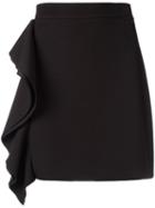 Msgm Ruffled Detail Straight Skirt, Women's, Size: 40, Black, Polyester/spandex/elastane/viscose