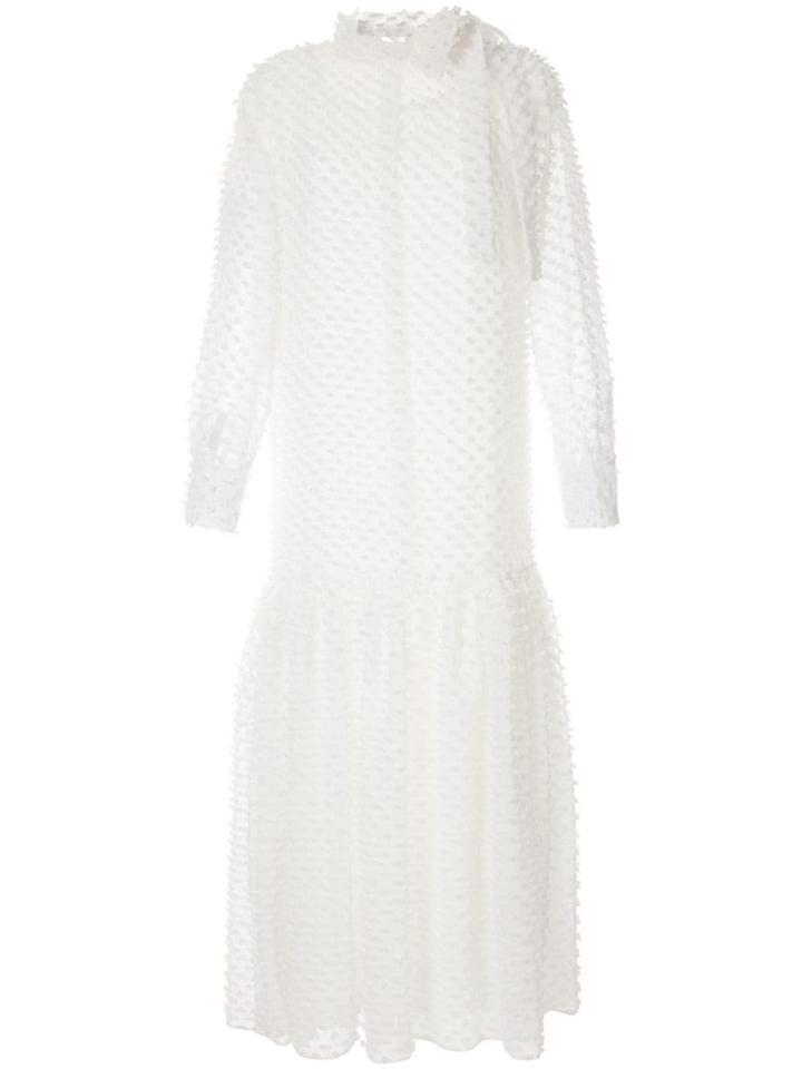 Bambah Bow Tie Fuzzy Dress - White