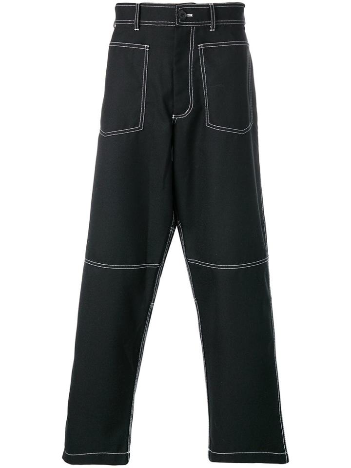 Comme Des Garçons Shirt Contrast-stitch Trousers - Black
