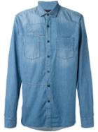 Lanvin Patch Detail Denim Shirt, Men's, Size: 38, Blue, Cotton