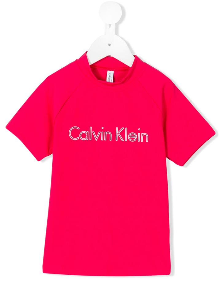 Calvin Klein Kids - Logo Rash Guard Top - Kids - Polyamide/spandex/elastane - 4 Yrs, Pink/purple