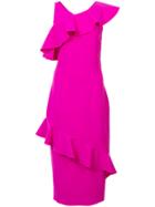 Christian Siriano Ruffle-trim Midi Dress - Pink & Purple