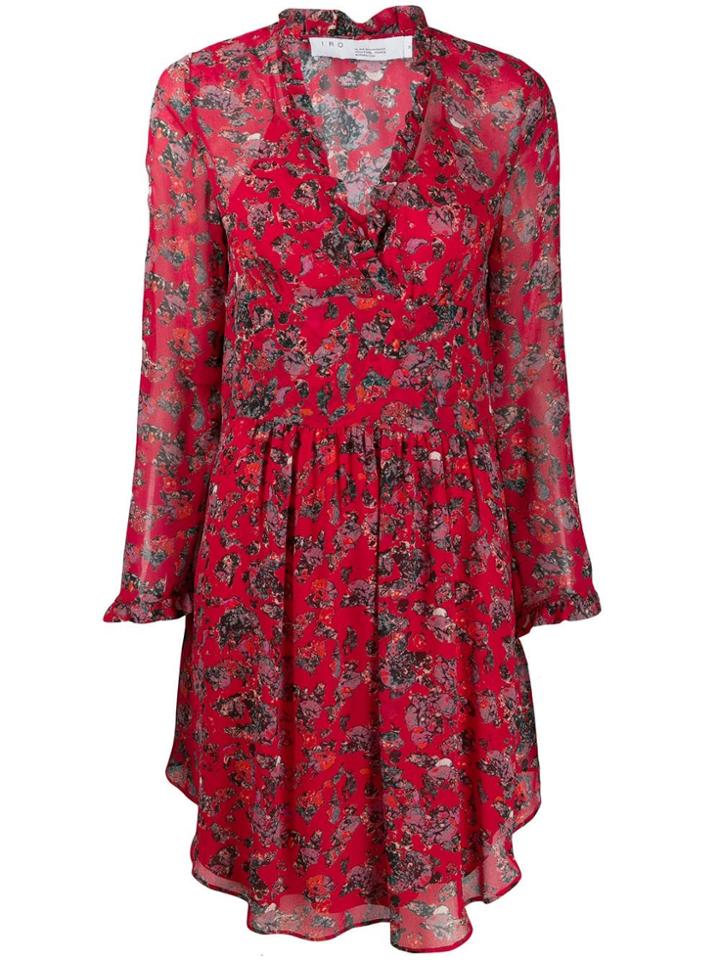 Iro Freida Ruffle Midi Dress - Red