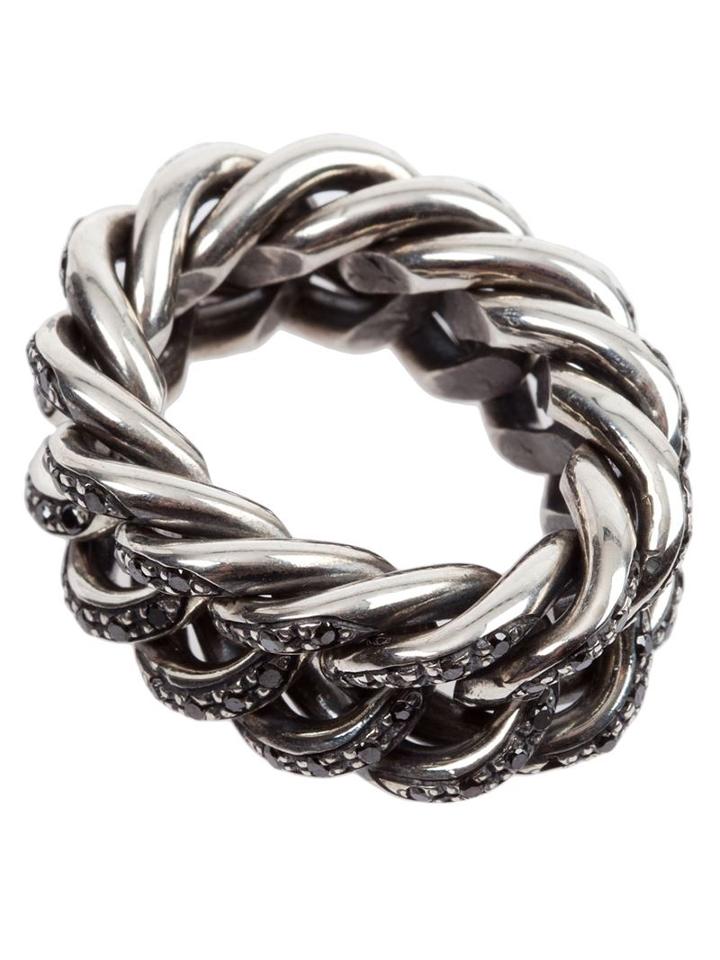 Ugo Cacciatori Chain Link Ring, Men's, Size: Medium, Metallic