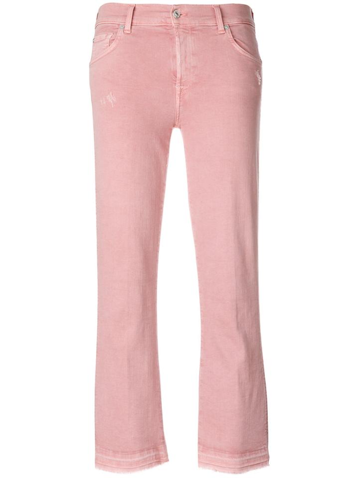 7 For All Mankind Cropped Raw Edge Jeans - Pink & Purple