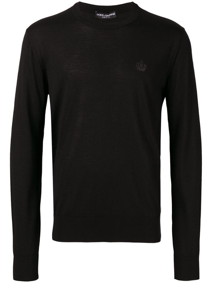 Dolce & Gabbana Embroidered Crown Jumper - Black