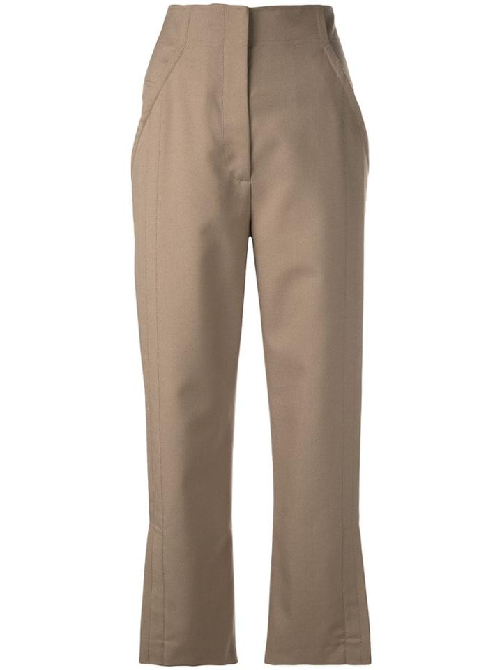 Proenza Schouler High Waisted Split Wool Twill Pants - Neutrals