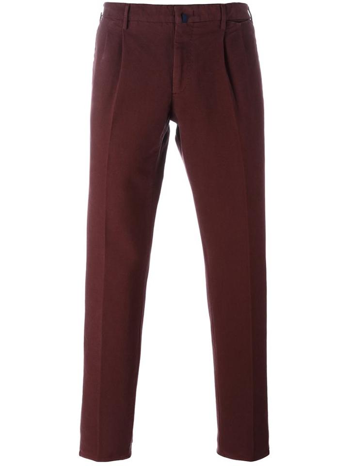 Incotex Slim Fit Trousers, Men's, Size: 48, Red, Cotton/spandex/elastane