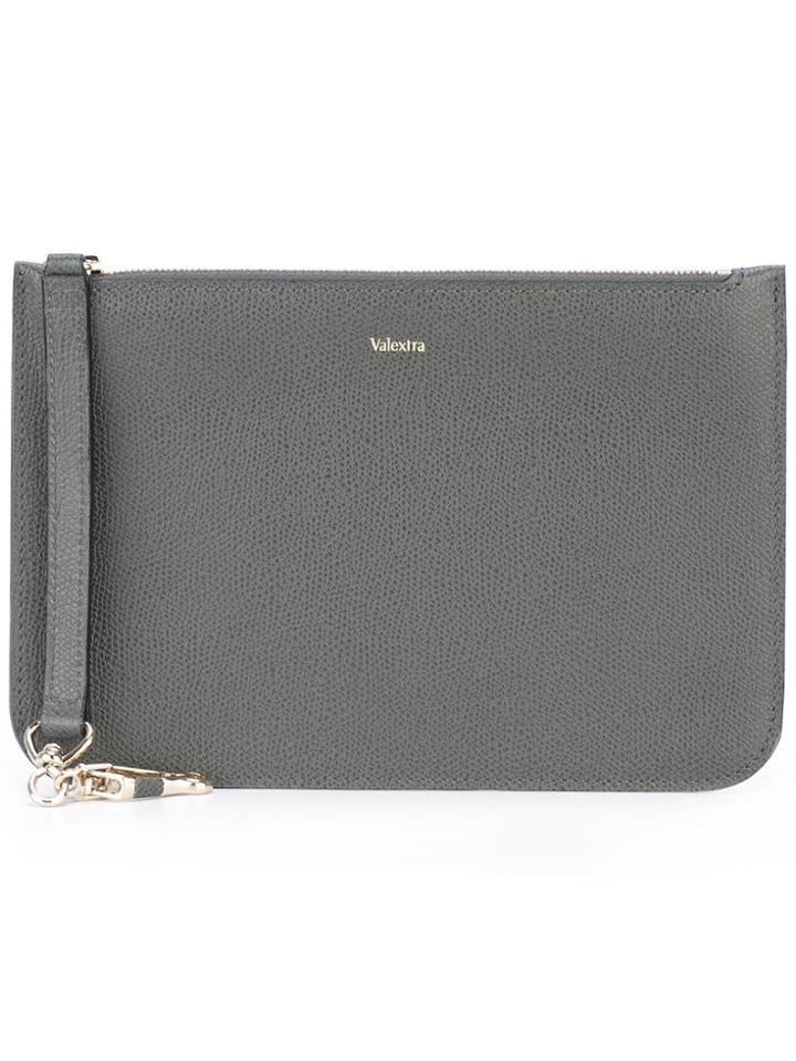 Valextra Zipped Pouch - Grey
