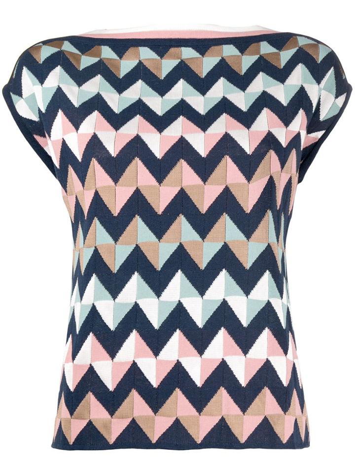 M Missoni Knitted Zigzag Top - Blue