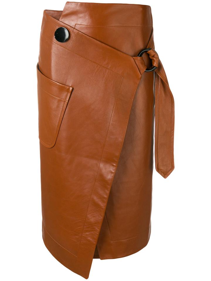 Petar Petrov Asymmetric Wrap Midi Skirt - Brown