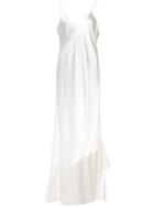 Ryan Roche Ruffled Detail Gown, Women's, Size: 4, White, Silk