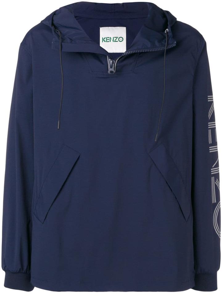 Kenzo Logo Print Windbreaker - Blue