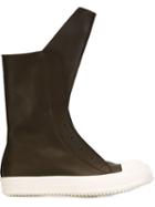 Rick Owens Laceless Sneaker Boots, Men's, Size: 40.5, Brown, Calf Leather/rubber