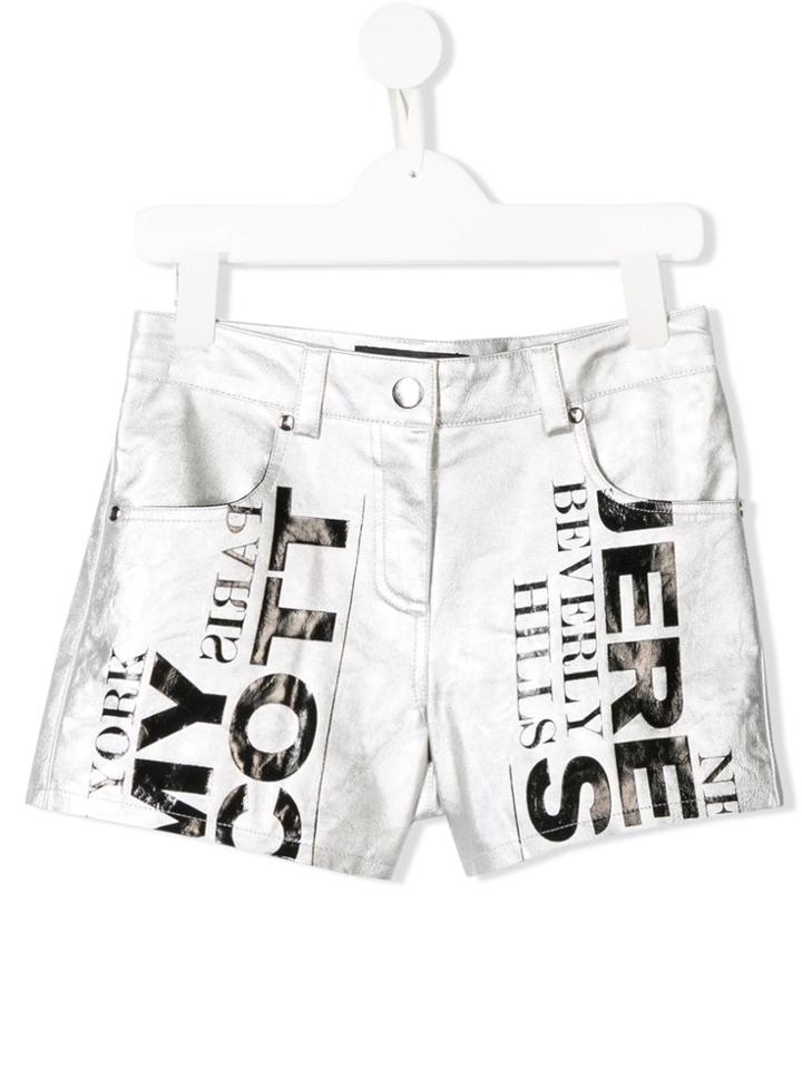 Jeremy Scott Junior Logo Print Shorts - Silver