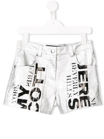 Jeremy Scott Junior Logo Print Shorts - Silver
