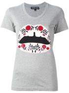 Markus Lupfer Flower Lips Print T-shirt, Women's, Size: Medium, Grey, Cotton