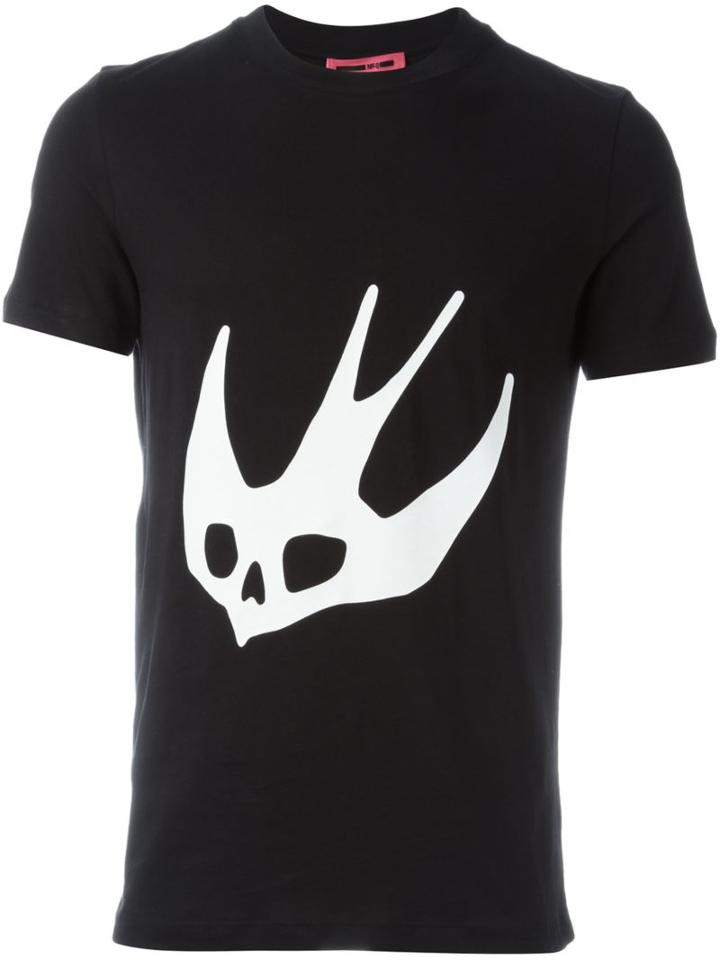 Mcq Alexander Mcqueen 'swallow' T-shirt, Men's, Size: Medium, Black, Cotton