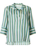 Lee Mathews Smithson Stripe Cropped Sleeve Shirt - Green