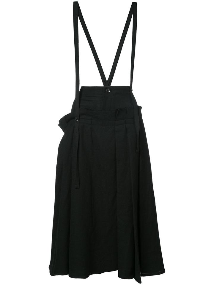 Y's - Pleated Midi Skirt - Women - Wool - 2, Black, Wool