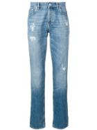 Brunello Cucinelli Distressed Straight-leg Jeans - Blue