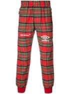Off-white Plaid Track Pants, Men's, Size: Small, Red, Cotton