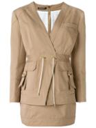 Balmain Rear Zip Blazer, Women's, Size: 44, Nude/neutrals, Cotton/viscose