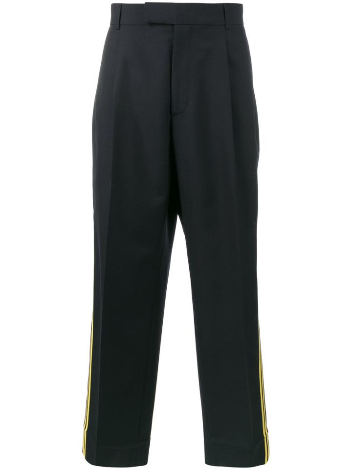 Gucci - Double Stripe Cropped Trousers - Men - Cotton/viscose/wool - 50, Blue, Cotton/viscose/wool