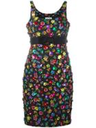 Moschino Flower Power Dress, Women's, Size: 42, Black, Cotton/rayon/acetate/plastic