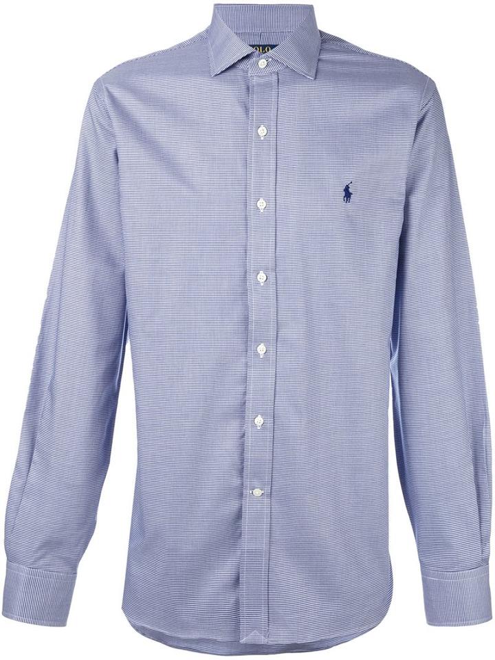 Polo Ralph Lauren Embroidered Logo Shirt, Men's, Size: 16 1/2, Blue, Cotton
