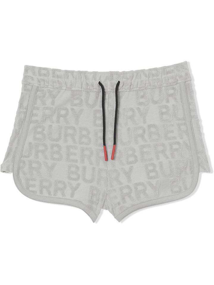 Burberry Kids Logo Towelling Drawcord Shorts - Grey