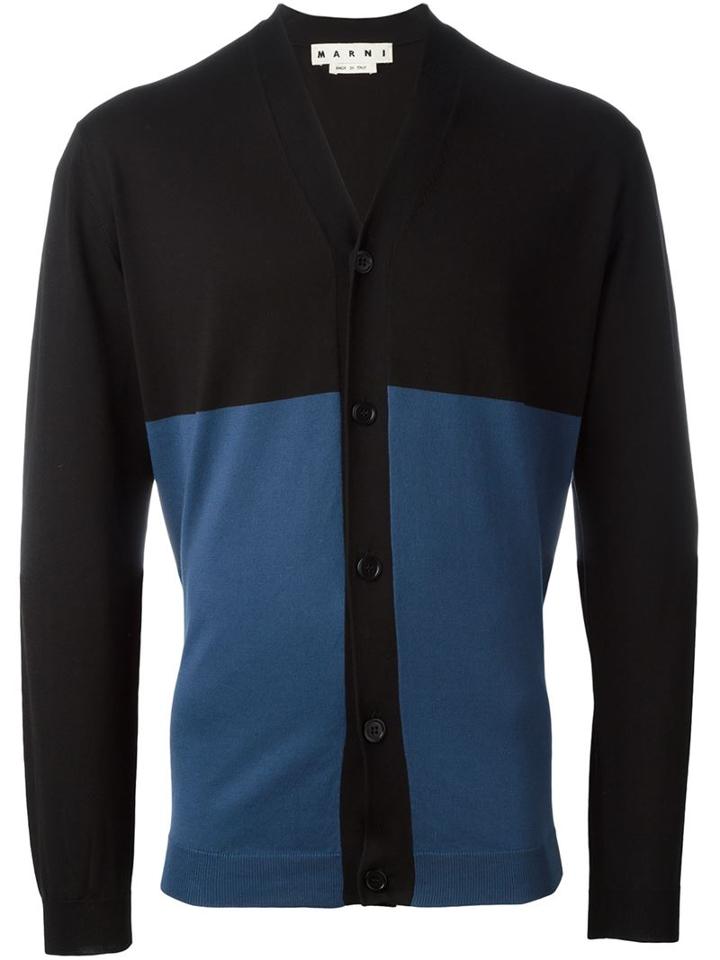 Marni Colour Block Cardigan, Men's, Size: 48, Black, Cotton
