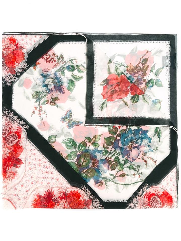Alexander Mcqueen Floral Table Cloth Scarf, Women's, Silk/modal