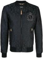 Dolce & Gabbana Embroidered Logo Patch Bomber Jacket - Black