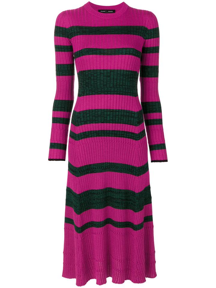 Proenza Schouler - Striped Dress - Women - Silk/viscose/cashmere/wool - L, Pink/purple, Silk/viscose/cashmere/wool